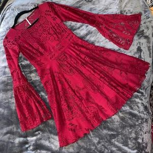 Free People Red Lace Dress